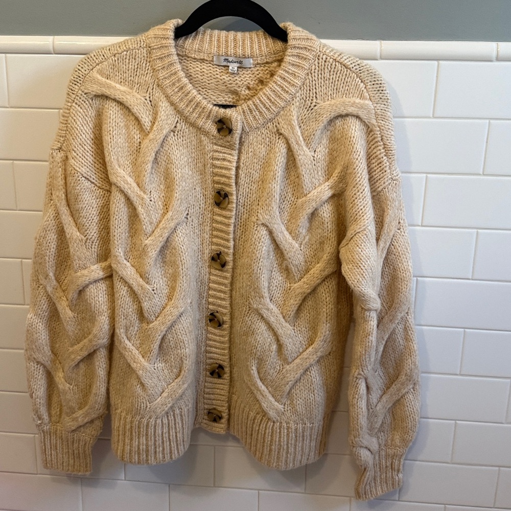 Madewell Chunky Cable Knit Cardigan Sweater XS